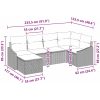 6-delade trädgårdsoffaset med kuddar Beige Polyrotting vidaXL 288.5 x 123.5 x 85 cm – miniatyr 9