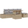 6-delade trädgårdssoffset med kuddar Beige poly rattan vidaXL 55 x 55 x 37 cm – miniatyr 2