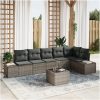 6-delade Trädgårdssoffset med Kuddar Svart Poly Rattan vidaXL 55 x 55 x 37 cm – miniatyr 1
