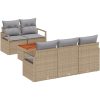 6 Delar Trädgårdsoff Set med Kuddar Beige Poly Rattan Akacia vidaXL Medium – miniatyr 2