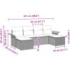 6 Delar Trädgårdsoff-set med Kuddar Beige Poly Rotang vidaXL 251 x 117 x 85 cm – miniatyr 11