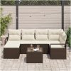 6-delar trädgårdsoff set med kuddar grå poly rattan vidaXL Enkel, medium, 55 x 55 x 37 cm, 120 x 62 x 69 cm – miniatyr 3