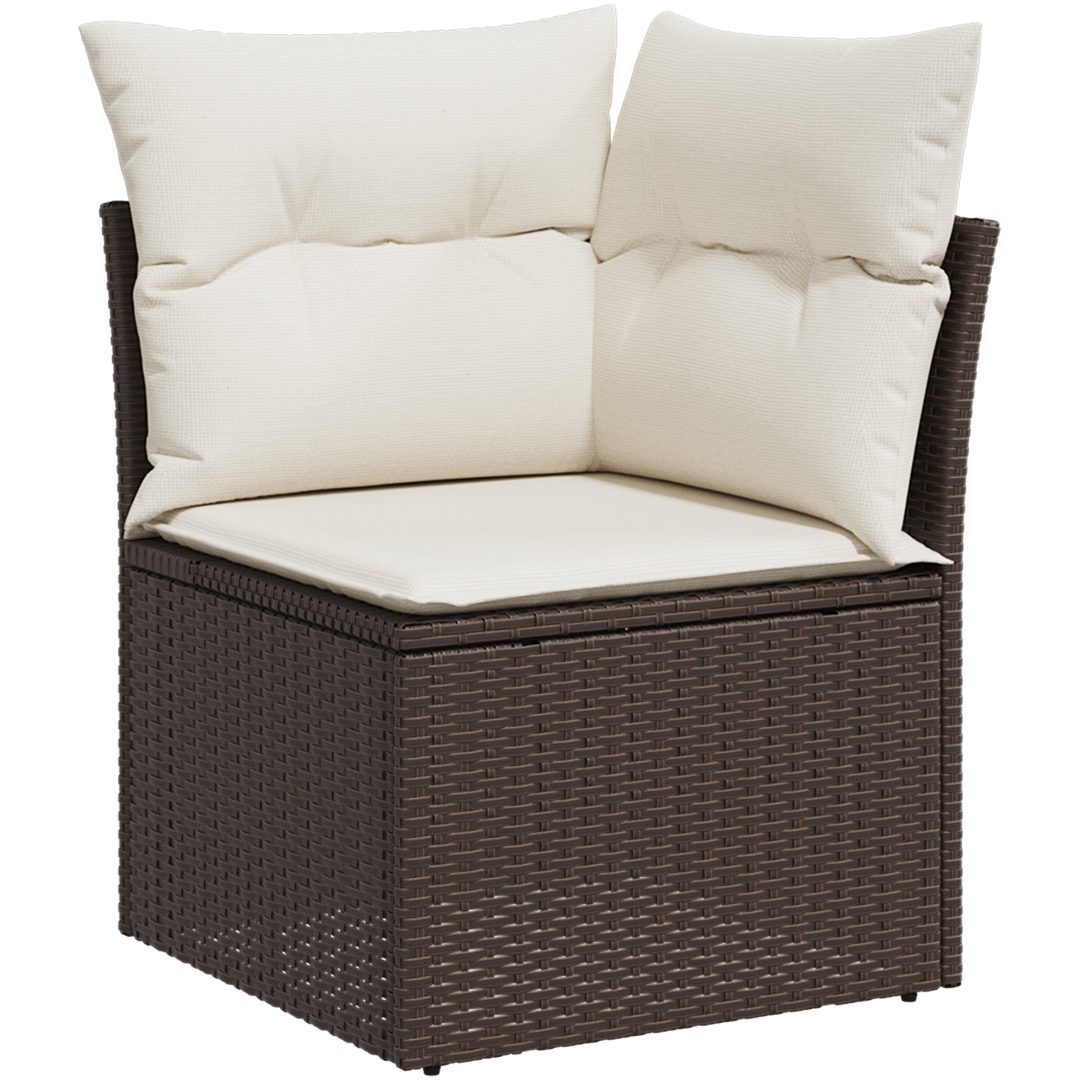 6-delar trädgårdsoff set med kuddar grå poly rattan vidaXL Enkel, medium, 55 x 55 x 37 cm, 120 x 62 x 69 cm – bild 6