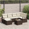6-delar trädgårdsoff set med kuddar grå poly rattan vidaXL Enkel, medium, 55 x 55 x 37 cm, 120 x 62 x 69 cm – miniatyr 1