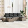 6-delar trädgårdsoffa med kuddar i grå Poly Rattan vidaXL 294 x 117 x 85 cm – miniatyr 1