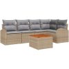 6-delar Trädgårdsoffa Set med Kuddar Beige Polyrotting Akacia vidaXL 55 x 55 x 37 cm – miniatyr 2