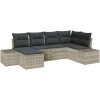 6 delar trädgårdsoffagrupp med kuddar ljusgrå poly rattan vidaXL 184 x 62 x 85 cm – miniatyr 2