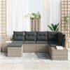6 delar trädgårdsoffagrupp med kuddar ljusgrå poly rattan vidaXL 184 x 62 x 85 cm – miniatyr 3