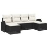 6 Delar Trädgårdsoffasats med Kuddar Svart Poly Rattan vidaXL 234 x 117 x 85 cm – miniatyr 2