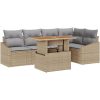 6 delar trädgårdsoffset med kuddar i beige poly rattan vidaXL 100 x 55 x 73 cm – miniatyr 2