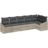 6 Delar Trädgårdsoffset med Kuddar Ljusgrå Poly Rattan vidaXL 288.5 x 123.5 x 85 cm – miniatyr 2