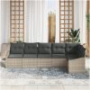 6 Delar Trädgårdsoffset med Kuddar Ljusgrå Poly Rattan vidaXL 288.5 x 123.5 x 85 cm – miniatyr 3