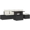 6 Delar Trädgårdsoffset med kuddar - Svart poly-rattan vidaXL 100 x 55 x 73 cm – miniatyr 2
