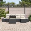 6 Delar Trädgårdsoffset med kuddar - Svart poly-rattan vidaXL 100 x 55 x 73 cm – miniatyr 3
