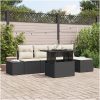 6 Delar Trädgårdsoffset med kuddar - Svart poly-rattan vidaXL 100 x 55 x 73 cm – miniatyr 1