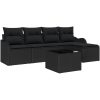 6 Delar Trädgårdssoffa Set med Kuddar Beige Poly Rattan vidaXL Medium – miniatyr 2