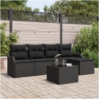 6 Delar Trädgårdssoffa Set med Kuddar Beige Poly Rattan vidaXL