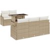 6 Delar Trädgårdssoffa Set med Kuddar Beige Poly Rottning vidaXL Medium – miniatyr 2
