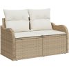 6 Delar Trädgårdssoffa Set med Kuddar Beige Poly Rottning vidaXL Medium – miniatyr 4