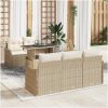 6 Delar Trädgårdssoffa Set med Kuddar Beige Poly Rottning vidaXL Medium – miniatyr 1