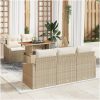 6-delares trädgårdsmöbelset med kuddar, beige poly-rattan och akacia vidaXL 100 x 55 x 73 cm – miniatyr 1