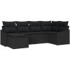 6-delars matgrupp för uteplats med kuddar i svart poly rattan vidaXL 233.5 x 123.5 x 85 cm – miniatyr 2