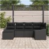 6-delars matgrupp för uteplats med kuddar i svart poly rattan vidaXL 233.5 x 123.5 x 85 cm – miniatyr 3