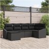 6-delars matgrupp för uteplats med kuddar i svart poly rattan vidaXL 233.5 x 123.5 x 85 cm – miniatyr 1