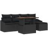 6-delars soffa för trädgården med kuddar i svart polyrotting vidaXL 100 x 55 x 73 cm – miniatyr 2