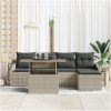 6-delars soffa-set för trädgården med kuddar, ljusgrå poly-rattan vidaXL 100 x 55 x 73 cm – miniatyr 3