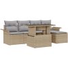 6-delars soffgrupp för trädgården med beige polyrotting vidaXL 100 x 55 x 73 cm – miniatyr 2