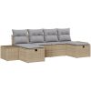 6-delars soffgrupp för trädgården med beige polyrottingkuddar vidaXL 55 x 62 x 69 cm – miniatyr 2