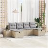 6-delars soffgrupp för trädgården med beige polyrottingkuddar vidaXL 55 x 62 x 69 cm – miniatyr 1