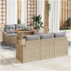 6-delars soffgrupp för trädgården med kuddar Beige konstrotting vidaXL 100 x 55 x 73 cm – miniatyr 1