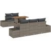 6-delars soffgrupp för trädgården med kuddar Grå Poly Rattan vidaXL 100 x 55 x 73 cm – miniatyr 2