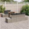 6-delars soffgrupp för trädgården med kuddar Grå Poly Rattan vidaXL 100 x 55 x 73 cm – miniatyr 3