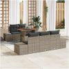 6-delars soffgrupp för trädgården med kuddar Grå Poly Rattan vidaXL 100 x 55 x 73 cm – miniatyr 1