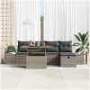 6-delars soffgrupp för trädgården med kuddar, grå, poly-rattan vidaXL 100 x 55 x 73 cm – miniatyr 3
