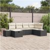 6-delars soffgrupp för trädgården med kuddar i svart polyrotting vidaXL 264 x 154 x 85 cm – miniatyr 1