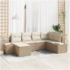 6-delars soffgrupp med kuddar i beige poly rattan vidaXL 264 x 154 x 85 cm – miniatyr 1
