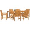 6-delars trädgårdsdining set i massivt akaciaträ vidaXL Large – miniatyr 3
