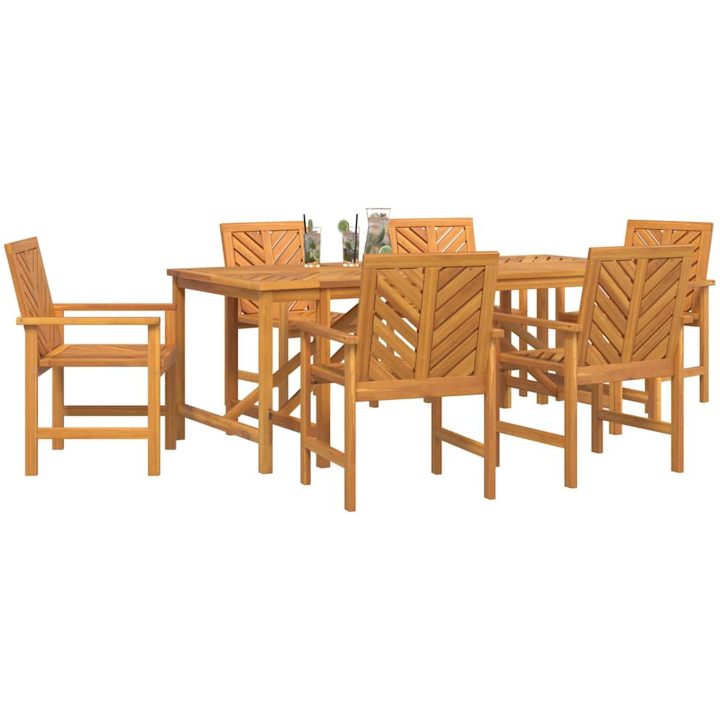 6-delars trädgårdsdining set i massivt akaciaträ vidaXL Large – bild 3