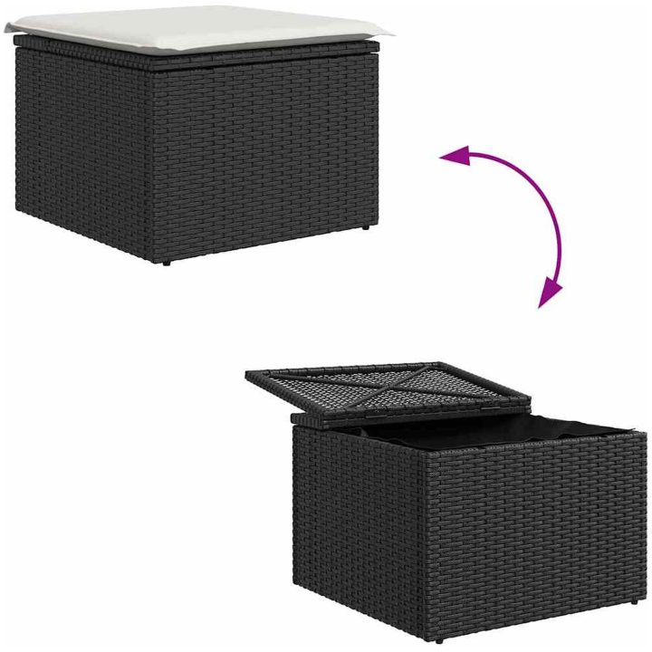 6-delars trädgårdsdining set med kuddar, brunt poly rattan vidaXL 233 x 117 x 85 cm – bild 12