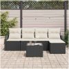 6-delars trädgårdsdining set med kuddar, brunt poly rattan vidaXL 233 x 117 x 85 cm – miniatyr 3