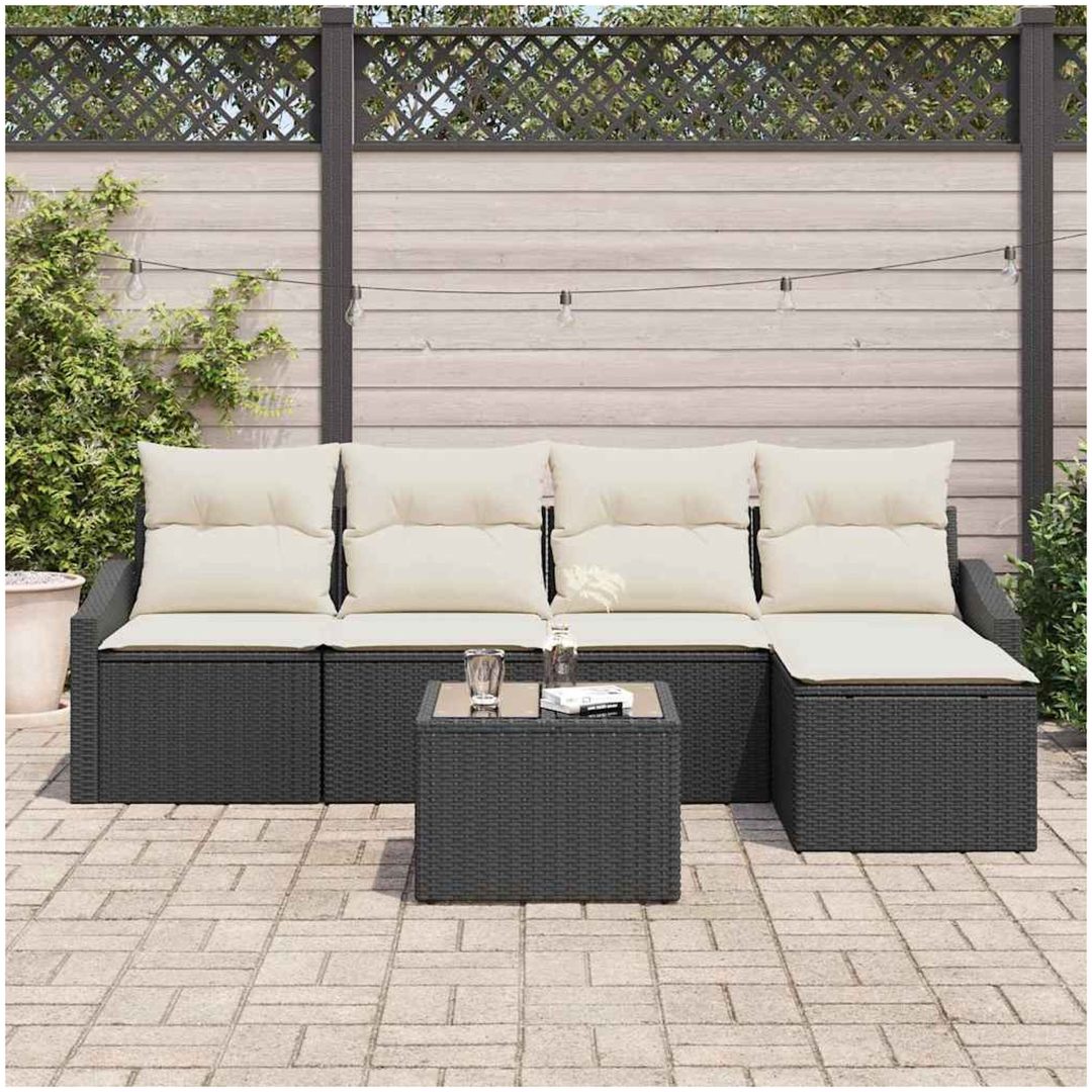 6-delars trädgårdsdining set med kuddar, brunt poly rattan vidaXL 233 x 117 x 85 cm – bild 3