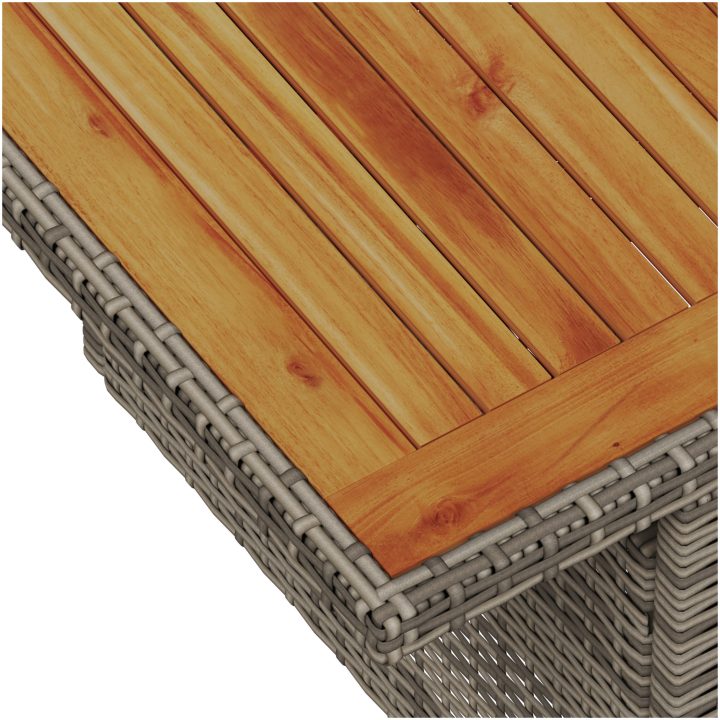 6-delars trädgårdsdining set med kuddar Grå Poly Rattan Akacia vidaXL 100 x 55 x 73 cm – bild 7
