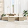 6-delars trädgårdsmatbord med kuddar i beige poly rattan och akacia vidaXL 100 x 55 x 73 cm – miniatyr 3