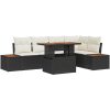 6-delars trädgårdsmatbord med kuddar, svart poly rattan och akacia vidaXL 100 x 55 x 73 cm – miniatyr 2