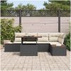 6-delars trädgårdsmatbord med kuddar, svart poly rattan och akacia vidaXL 100 x 55 x 73 cm – miniatyr 3