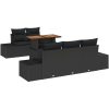 6-delars trädgårdsmatbordset med kuddar i svart poly rattan och akacia vidaXL 100 x 55 x 73 cm – miniatyr 2